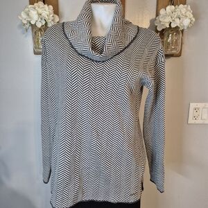 Calvin Klein Chevron Gray and White Cowl Neck Sweater